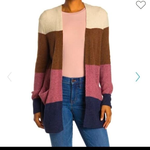 Madewell Striped Print Cozy Short Walk Cardigan, Size Small - Picture 1 of 6